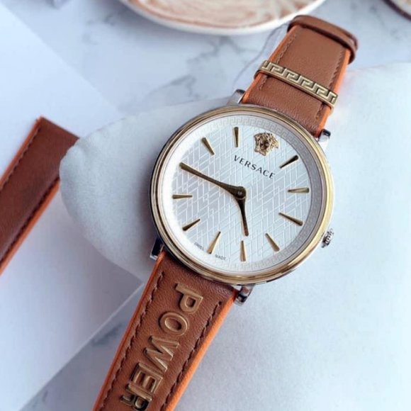 Versace Women\'s Brown Analogue Leather Watch! NEW main image 8